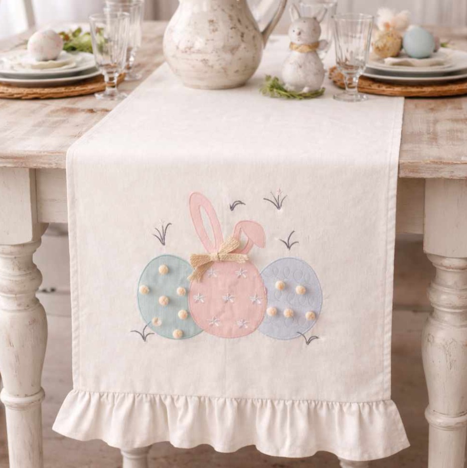 Runner in cotone con ovetti - Linea Pom Pom - 2 varianti - 170x45 cm - Clodette